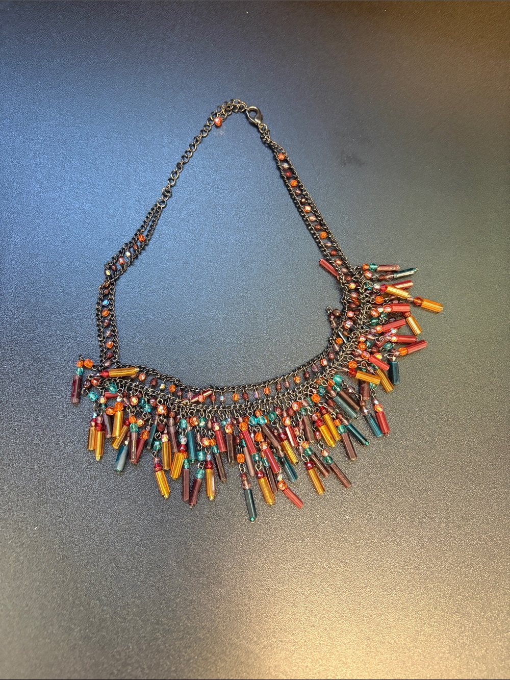 Boho Multicolor Fringe Statement Necklace - Women Jewelry
